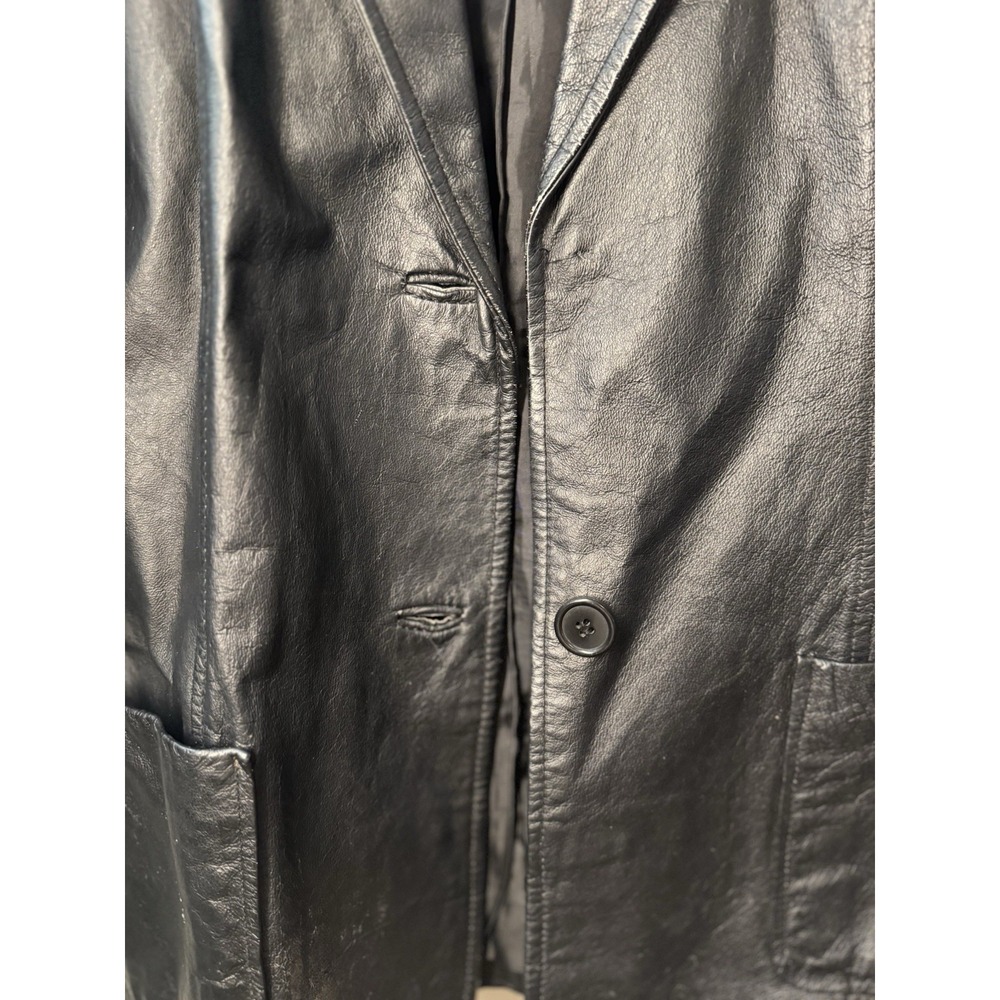 Vintage John Paul Richard Genuine Leather Blazer Jacket Women's Size 12 Black - Picture 2 of 5